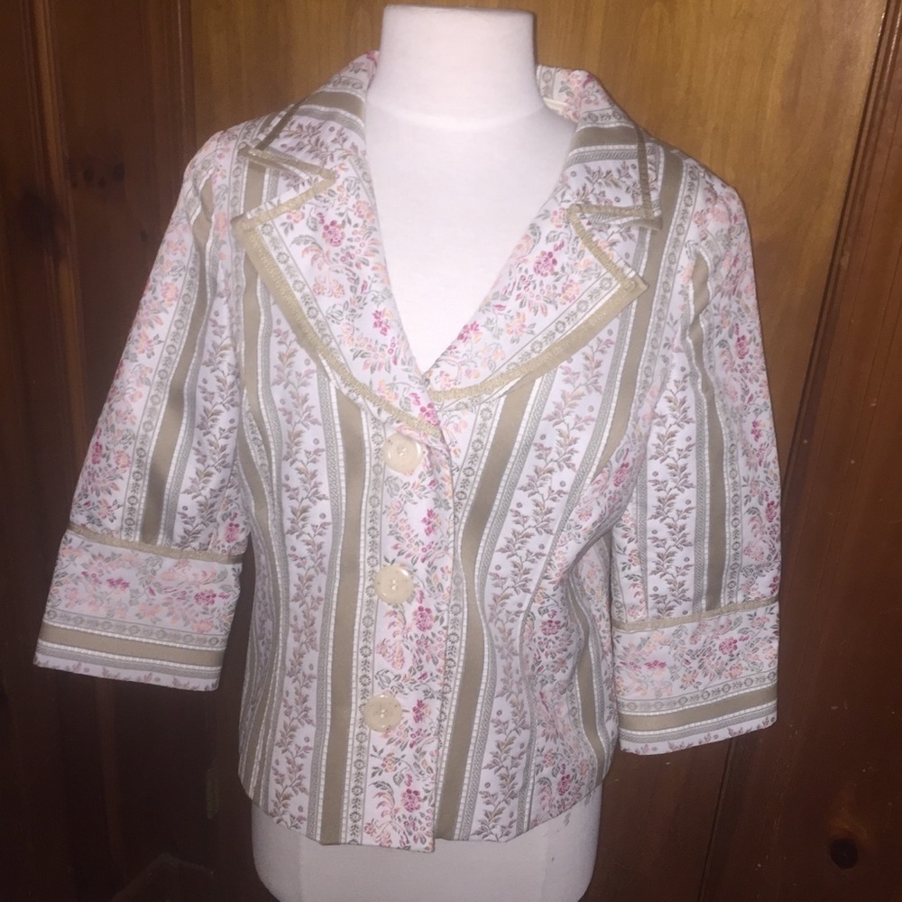 Marsh landing floral embroidered blazer jacket S